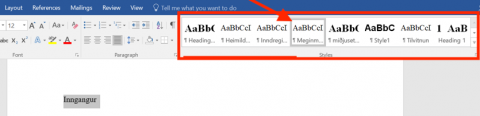 Mynd sem sýnir stíla í Word.